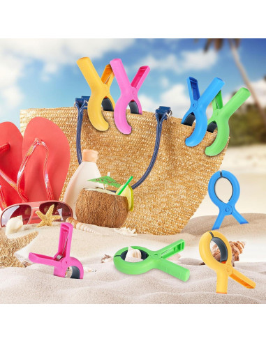 12 Clips para Toallas de Playa Gomedi 9.4 cm Alta Resistencia