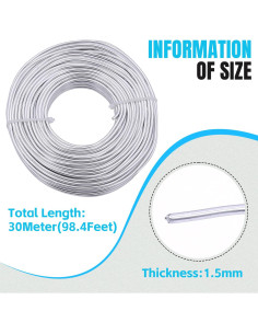 Alambre de Aluminio 16 Calibres YTKavq Plata 30m para Manualidades 2