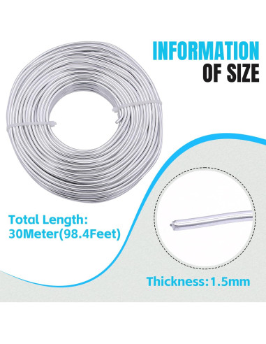 Alambre de Aluminio 16 Calibres YTKavq Plata 30m para Manualidades