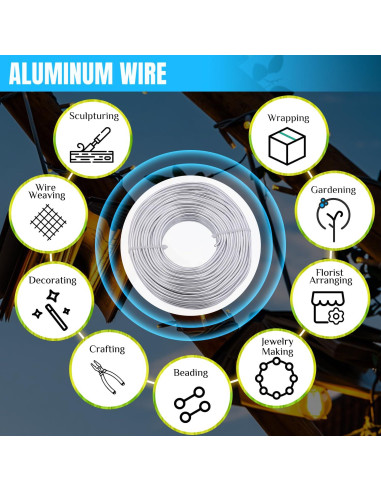 Alambre de Aluminio 16 Calibres YTKavq Plata 30m para Manualidades