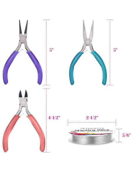 Juego de Alicates de Joyería Anezus 7 Piezas con Alambre