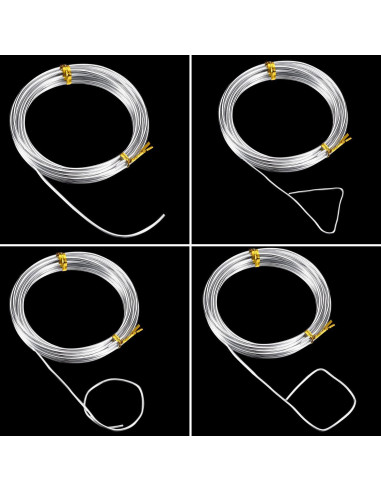 Alambre de Aluminio BBTO 4 Rollos 5m 1-2.5mm para Manualidades