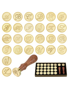 Kit de Sello de Cera PATIKIL Alfabeto 26 Letras con Mangos de Madera