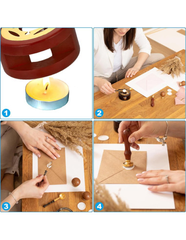 Kit de Sello de Cera PATIKIL Alfabeto 26 Letras con Mangos de Madera