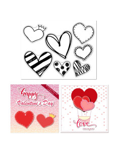 Conjunto de Sellos Transparentes Arbuya Corazones 14x18cm