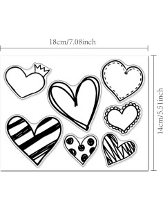 Conjunto de Sellos Transparentes Arbuya Corazones 14x18cm 2