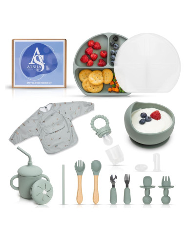 Juego de Alimentación de Silicona ATSHA - 19 Piezas para Bebés