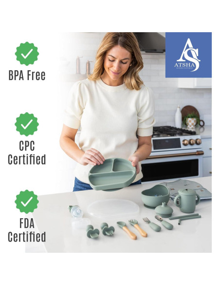 Juego de Alimentación de Silicona ATSHA - 19 Piezas para Bebés