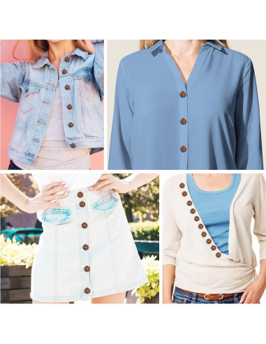 200 Botones de Concha de Coco Molain 12.5mm Marrón 2-Hoyos