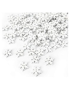 Botones de Copo de Nieve Blancos Konsait 150pcs 18mm Madera