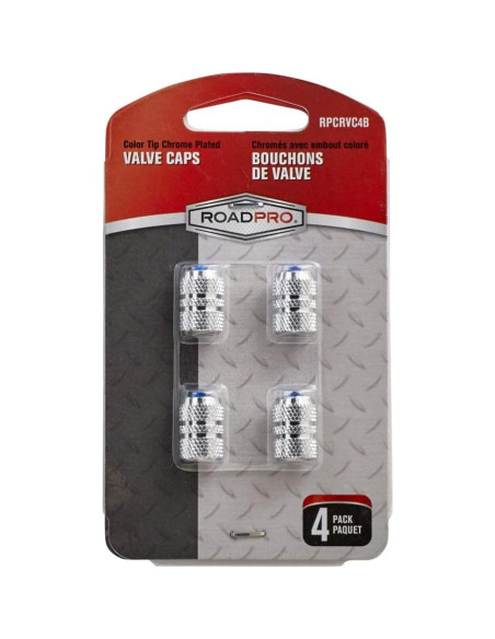 Tapa de Válvula Cromada Azul RoadPro RPCRVC4B - 4 Piezas