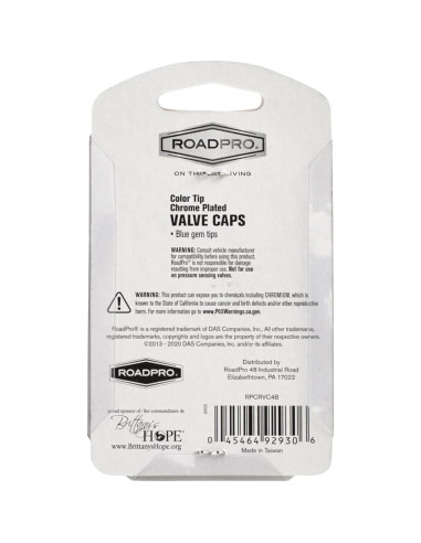 Tapa de Válvula Cromada Azul RoadPro RPCRVC4B - 4 Piezas