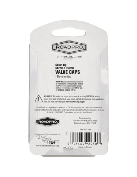 Tapa de Válvula Cromada Azul RoadPro RPCRVC4B - 4 Piezas