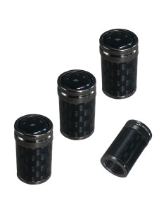 Ziciner 4 Tapas de Válvula de Neumático de Fibra de Carbono Negro