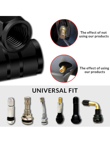 12 Tapas de Válvula de Neumático Honibaoto - Aluminio Hexagonal Negro