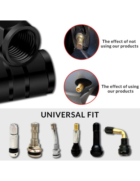 12 Tapas de Válvula de Neumático Honibaoto - Aluminio Hexagonal Negro