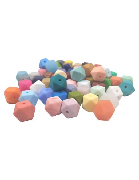 50 Perlas de Silicona Hexagonales 14mm Alenybeby DIY Manualidades 50 Perlas de Silicona Hexagonales 14mm Alenybeby DIY Manualidades