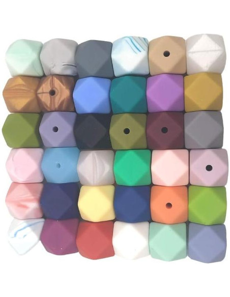 50 Perlas de Silicona Hexagonales 14mm Alenybeby DIY Manualidades 50 Perlas de Silicona Hexagonales 14mm Alenybeby DIY Manualidades