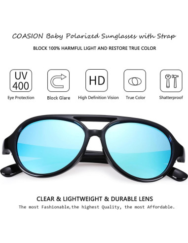 Gafas de sol polarizadas COASION para bebés UV400 con correa