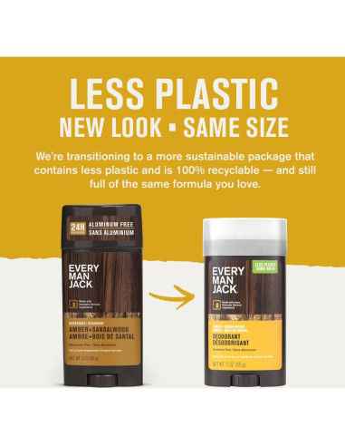 Desodorante Every Man Jack Ámbar + Sándalo 85g - Sin Aluminio