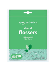 Hilo Dental de Menta Amazon Basics - 90 Unidades, Pua Plegable