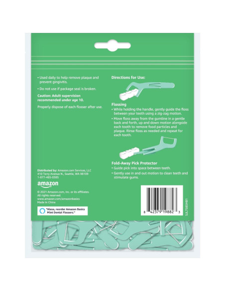 Hilo Dental de Menta Amazon Basics - 90 Unidades, Pua Plegable