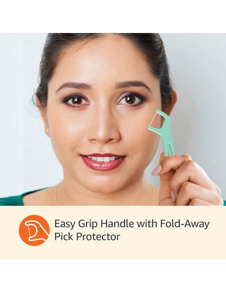 Hilo Dental de Menta Amazon Basics - 90 Unidades, Pua Plegable