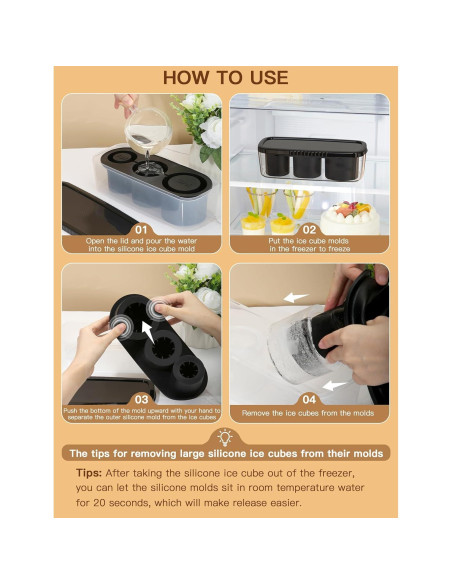 Bandeja de Hielo Cilíndrica Ukulork 40Oz Silicona BPA Free