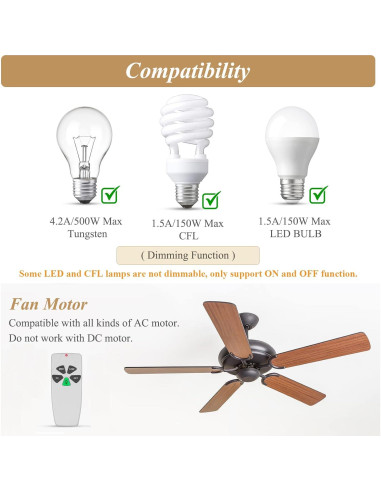 Control Remoto FAN-53T para Ventilador de Techo Prichor, 3 Velocidades
