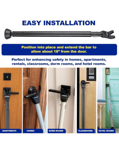 Barra de Seguridad Ajustable BRINKS para Puertas - Negro