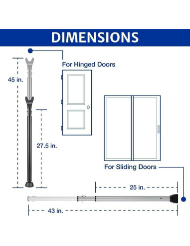 Barra de Seguridad Ajustable BRINKS para Puertas - Negro