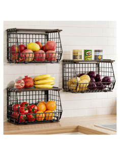 Cesta de Frutas de Alambre GGIU - 3 Paquete Multiuso 32.3cm