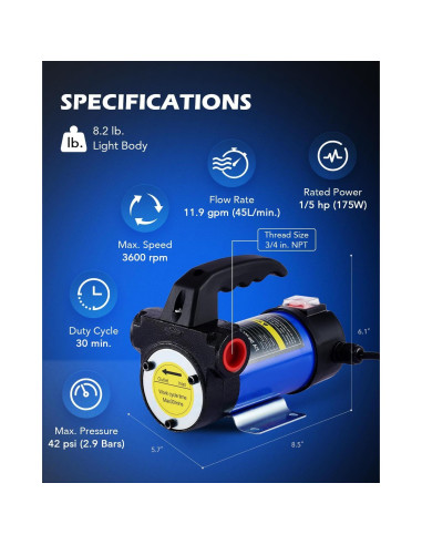 Bomba de Transferencia Diesel Orion Motor Tech 12V 45 L/min