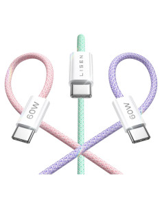 Cargador Rápido LISEN 60W USB-C a USB-C 3 Pack Multicolor