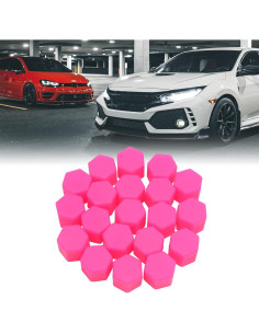 Tapa de Tuerca de Rueda uxcell 17mm Silicona Rosa - 20 Pcs 2