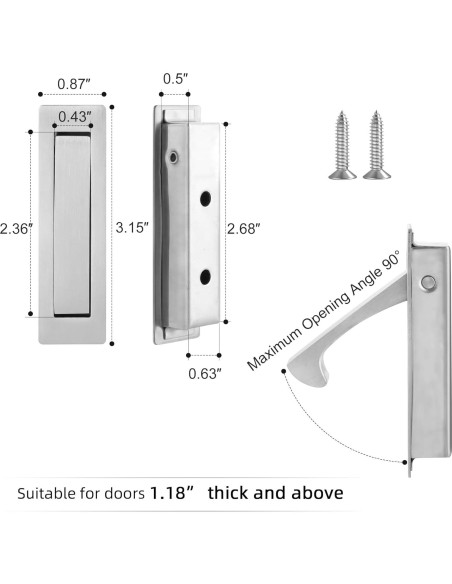Tirador de puerta pocket Vancoho acero inoxidable cepillado 8x2.2cm Tirador de puerta pocket Vancoho acero inoxidable cepillado 8x2.2cm