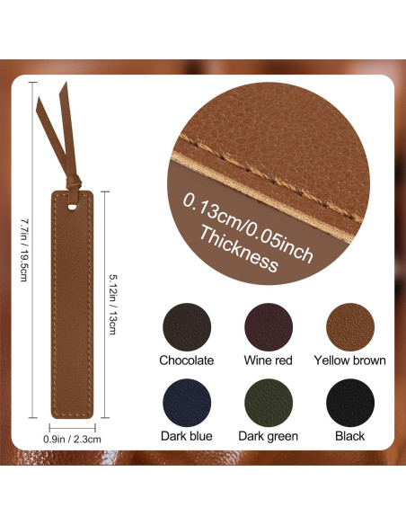 Marcadores de Piel PU MIXVOVA, 6 Pcs, Clásicos y Hechos a Mano