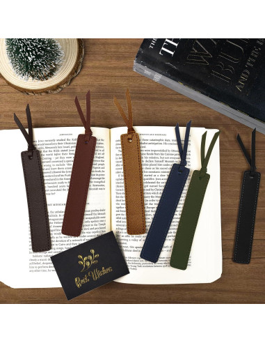 Marcadores de Piel PU MIXVOVA, 6 Pcs, Clásicos y Hechos a Mano