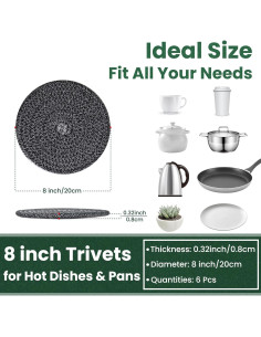 Trivetes de Cocina KITLAB 20 cm 6 Pcs Resistente al Calor 2