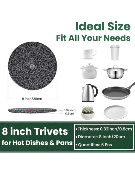 Trivetes de Cocina KITLAB 20 cm 6 Pcs Resistente al Calor