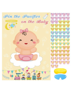 Juego de Clavar el Chupete Hooqict para Baby Shower con 72 Pegatinas