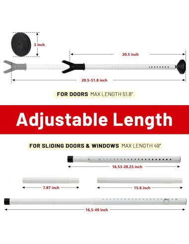 Barra de Seguridad Ajustable Keplrend para Puertas 73.7-114.3 cm