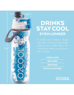 Botella Deportiva O2COOL Mist N Sip 2 en 1 590 ml Azul Salpicado 2