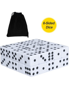 Paquete de 50 Dados Blancos 16mm - Dados Estándar para Juegos 2