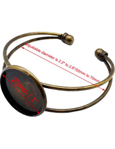 10 Piezas Bandeja Cabochón Ajustable MIAO JIN 25 mm Bronce Antiguo 2