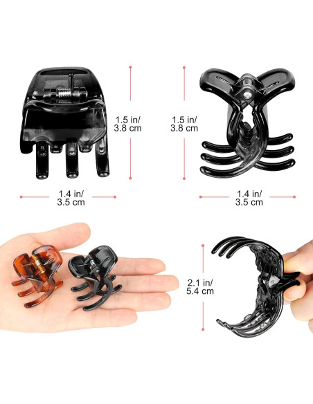 Clips de Mandíbula Morhom 6 Piezas para Cabello Grueso Negro