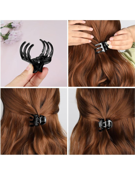 Clips de Mandíbula Morhom 6 Piezas para Cabello Grueso Negro