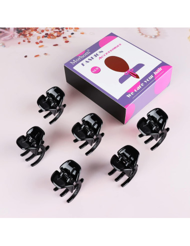 Clips de Mandíbula Morhom 6 Piezas para Cabello Grueso Negro