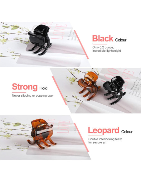 Clips de Mandíbula Morhom 6 Piezas para Cabello Grueso Negro