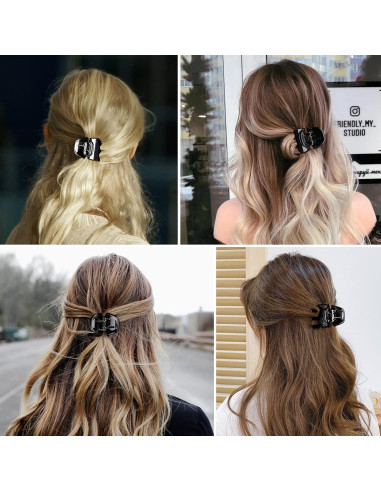 Clips de Mandíbula Morhom 6 Piezas para Cabello Grueso Negro